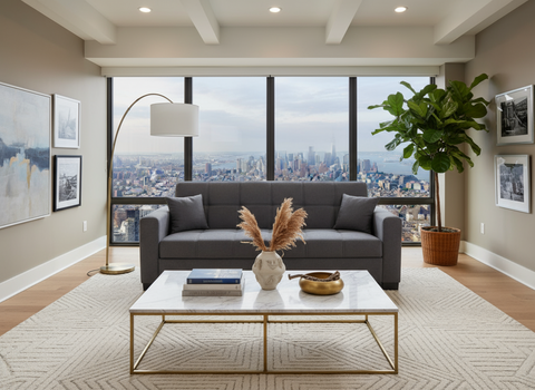 INFINI HOMES Compact Gray Fabric 3-Seater Sofa Bed with Modern Design ( Without Assembly)