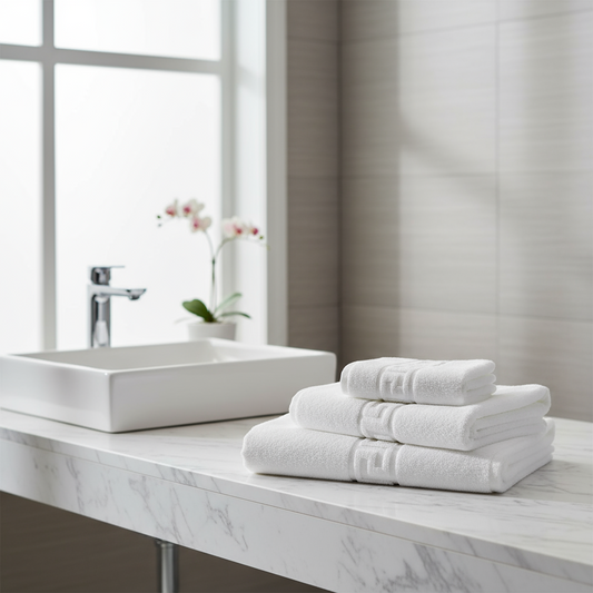 INFINI HOMES Magnolia White Luxury Bath Towel Set - Premium 600 GSM Cotton Hotel Quality
