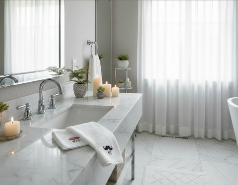 Luxury Her Lips His Mustache Hand Towel Set UAE | 600 GSM Cotton Dubai