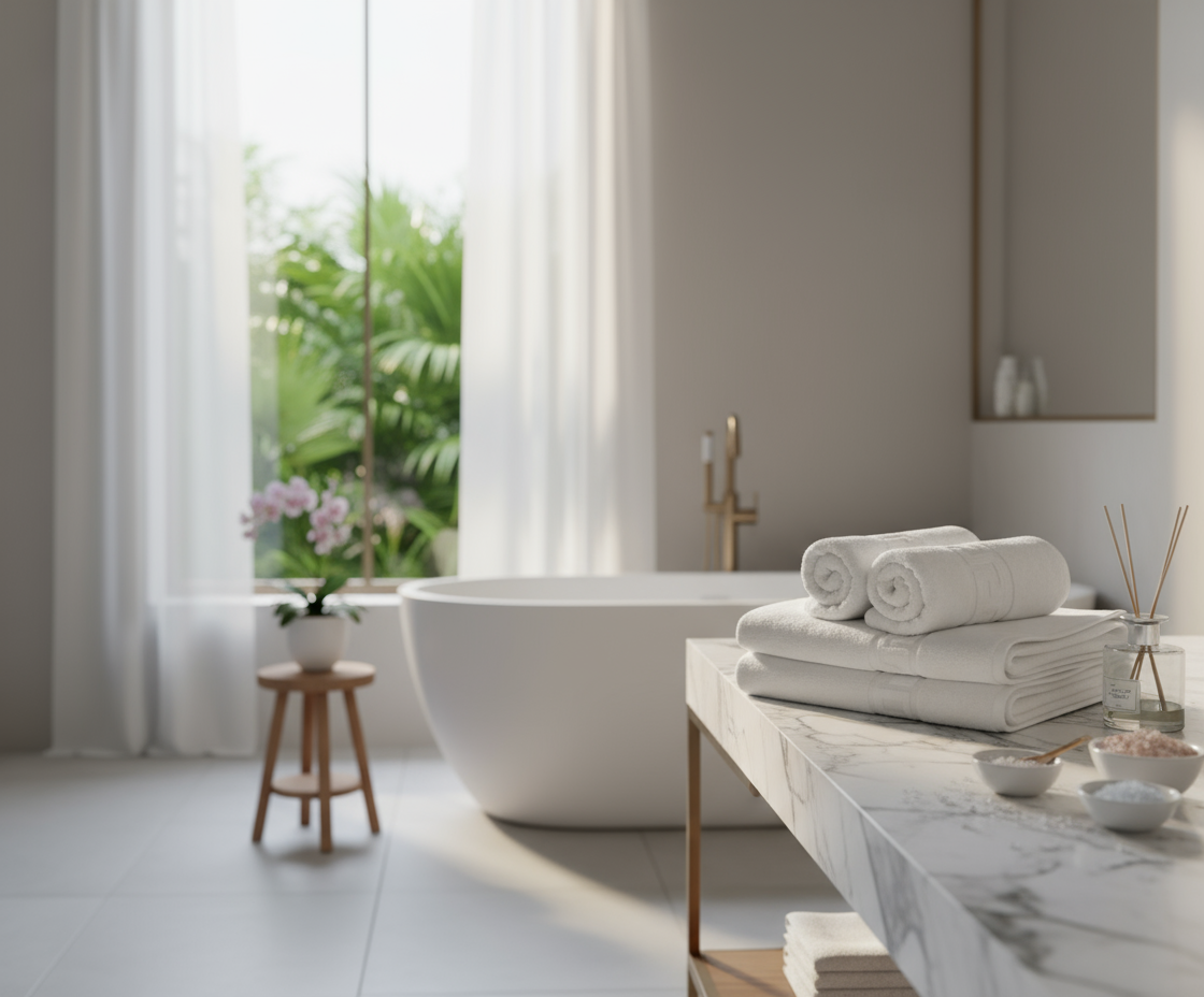 INFINI HOMES Magnolia White Luxury Towel Set - Premium 100% Cotton Bath Towels UAE