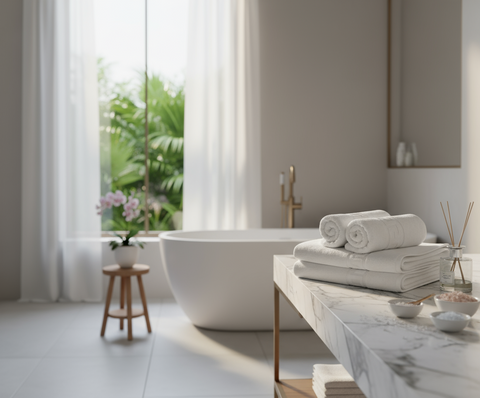 INFINI HOMES Magnolia White Luxury Towel Set - Premium 100% Cotton Bath Towels UAE