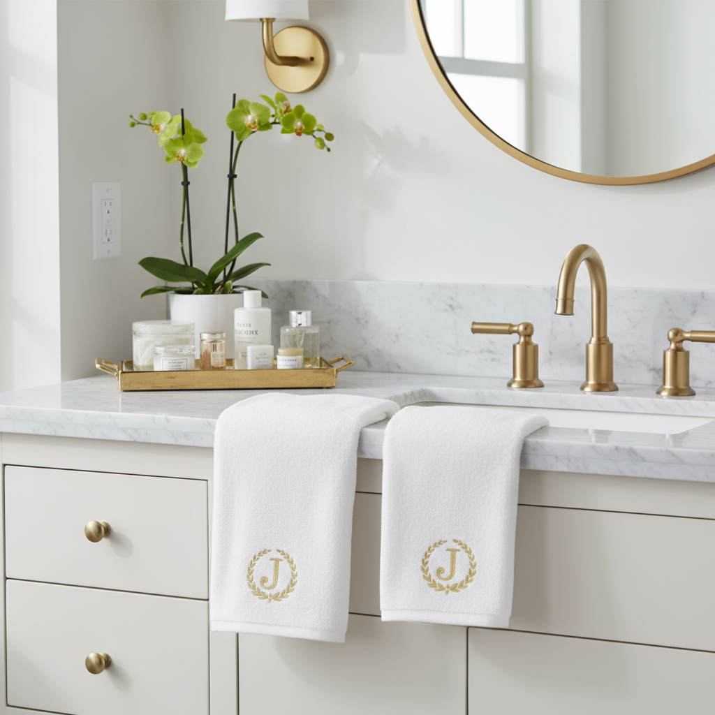 Premium Monogrammed Hand Towel UAE - Luxury 600 GSM Cotton Bath Linen Dubai