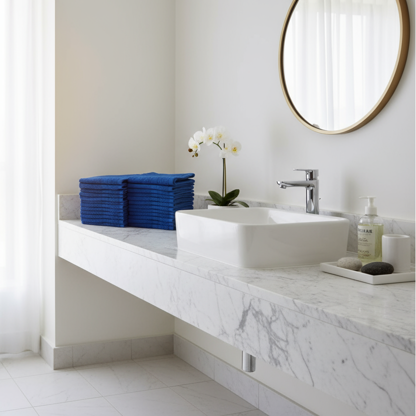 Premium Royal Blue Face Towel Set UAE Dubai - 500 GSM Cotton 24 Pack Hotel Quality