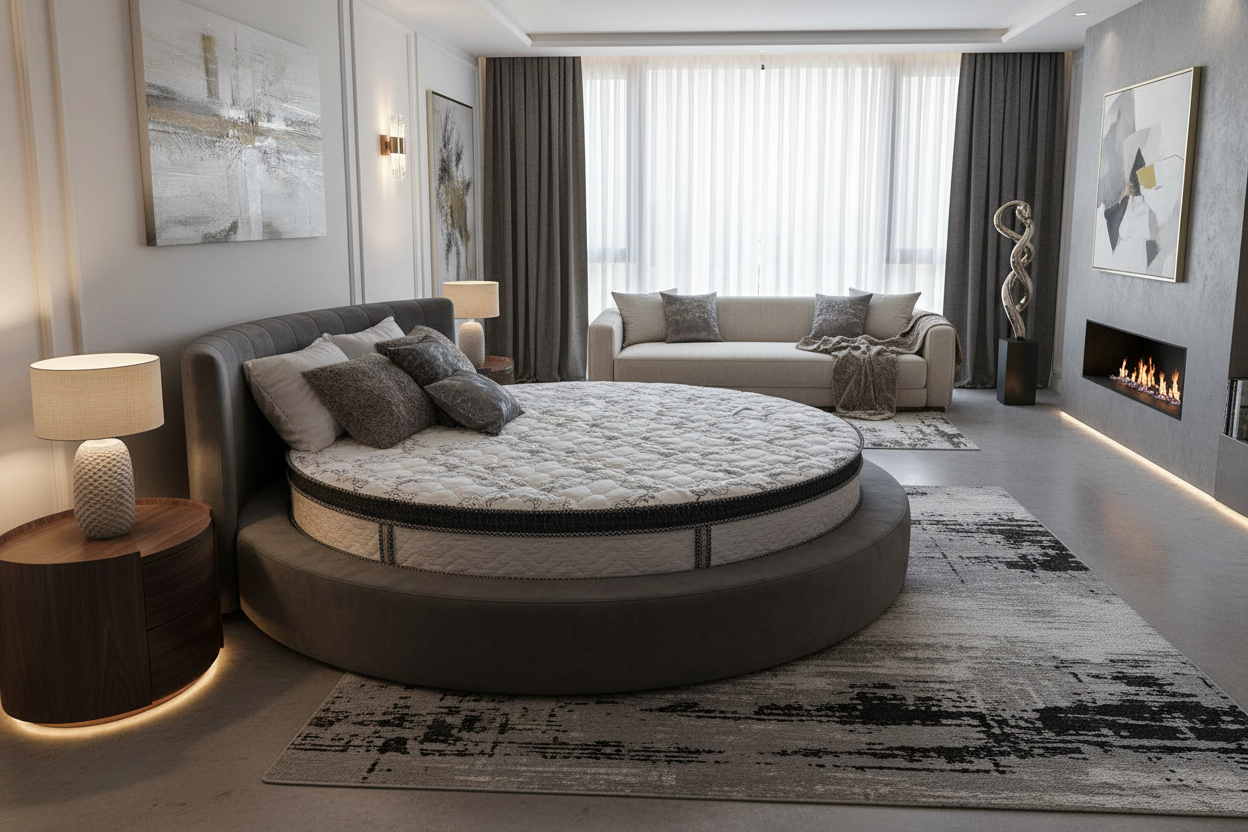 INFINI HOMES Premium High Density Foam Round Mattress - White 200L x 200W x 30H