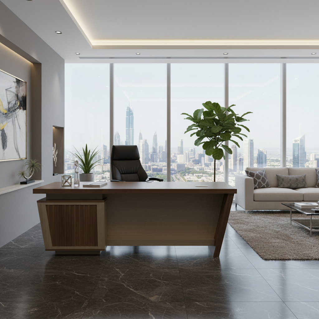 Office Desk 1.2m Coffee & Khaki | Premium Workspace Furniture UAE