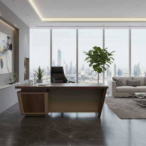 Office Desk 1.2m Coffee & Khaki | Premium Workspace Furniture UAE