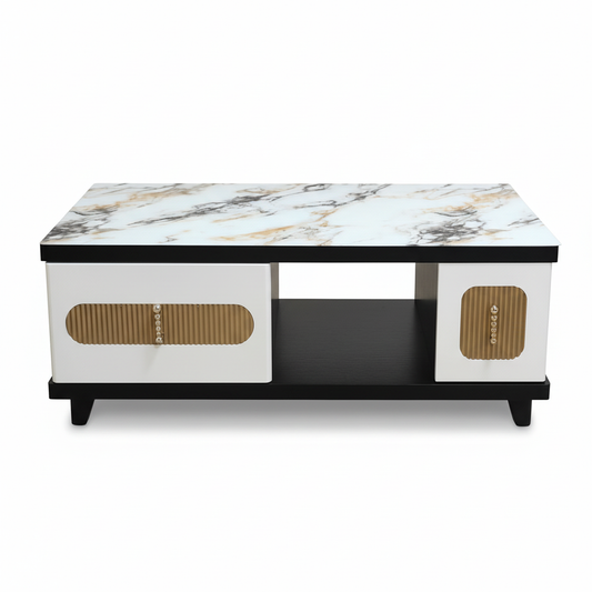 High Glossy Center Table with Glass Top IH CT-180B | UAE Delivery