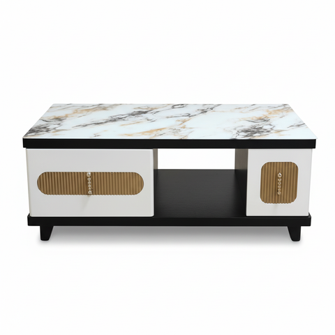 High Glossy Center Table with Glass Top IH CT-180B | UAE Delivery