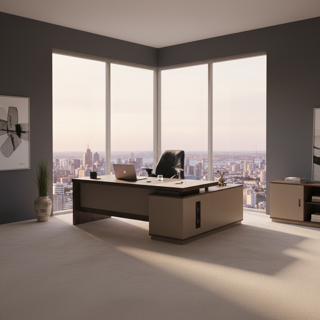 L-Shape Office Desk 1.8m Oak & Khaki | Premium Executive Desk UAE