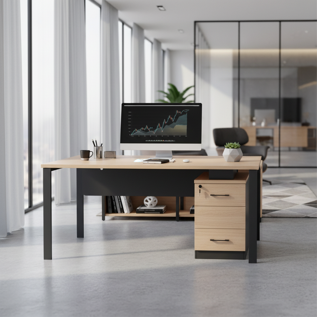 Office Table IH 114 1.4M - Premium Beige Desk for UAE Offices