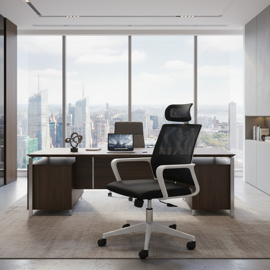 Ergonomic Mesh High Back Office Chair with Headrest UAE | White Executive Chair Dubai | IH 128H