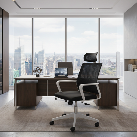 Ergonomic Mesh High Back Office Chair with Headrest UAE | White Executive Chair Dubai | IH 128H