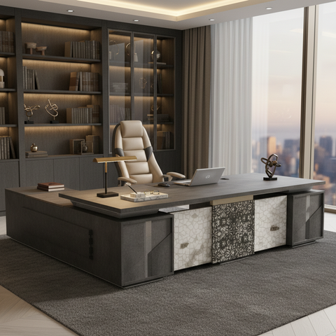 L-Shape Office Desk 1.8m Grey | Premium Ergonomic Workstation UAE