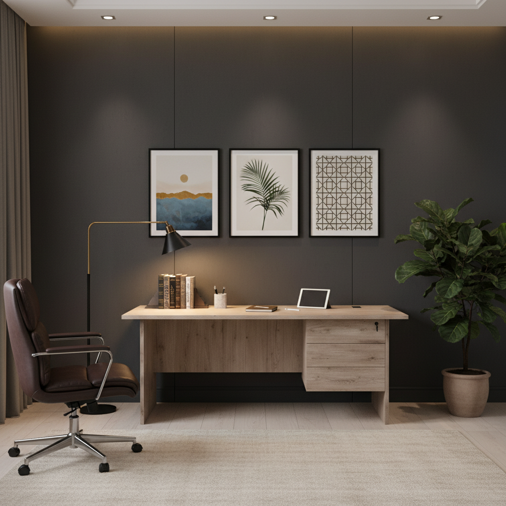Office Desk Ash Wood 140cm | Premium Workstation for UAE Offices