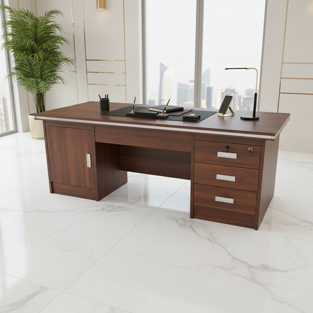 Office Desk 1.4m Golden Oak – Premium Executive Desk 140x70cm | UAE Delivery
