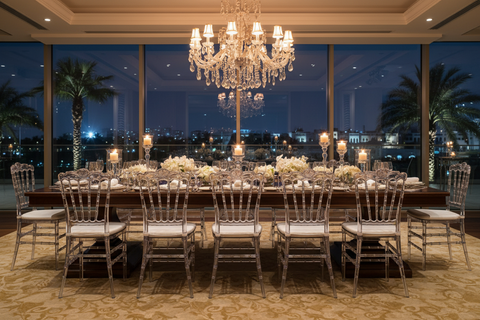 Transparent Dining Chair with White Cushion 40x40x90cm | Modern Acrylic Chair UAE