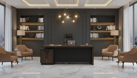 L-Shaped Office Desk 200x160cm - Executive Corner Table with Drawers UAE | INFINI HOMES