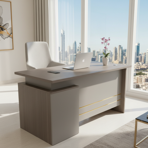 Scandinavian Style Executive Desk 1.4M Oak Finish – Home Office Furniture Abu Dhabi Dubai UAE