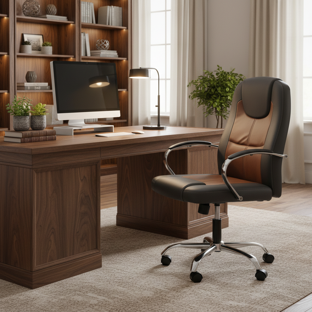 High Back Executive Office Chair PU Leather - Chrome Base | Dubai UAE | IH EX-023