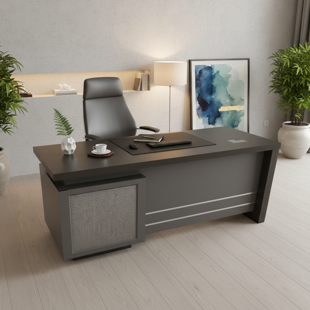 Office Desk 1.2M Coffee Grey | Premium Workstation UAE | 120x60x75cm