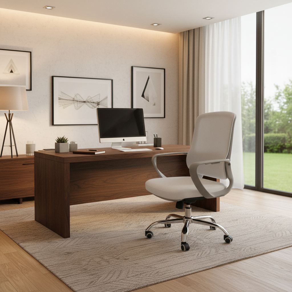 Medium Back Mesh Office Chair UAE | Ergonomic Chrome Base | Dubai Abu Dhabi | IH 1021G WHT