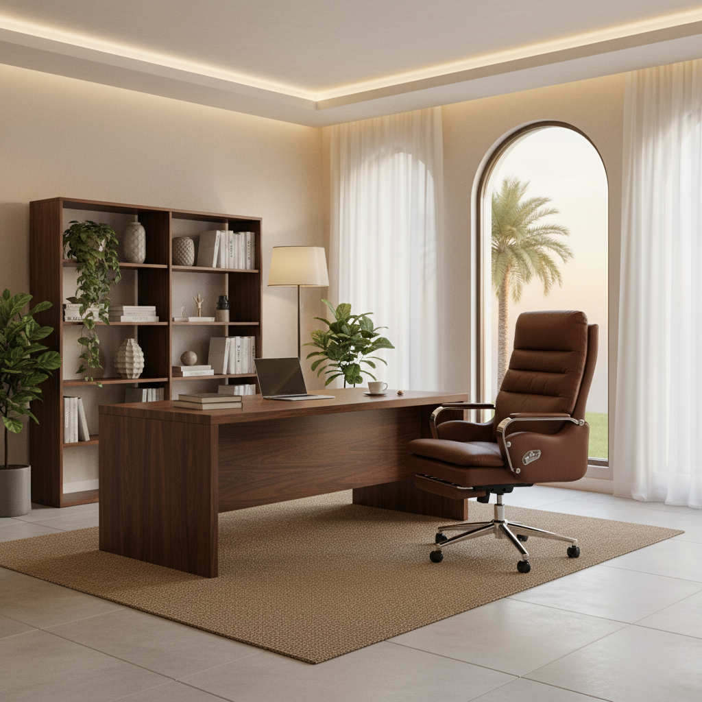 Ergonomic Office Chair Brown - Premium Executive Desk Chair for Home & Office UAE | IH A012 BRN