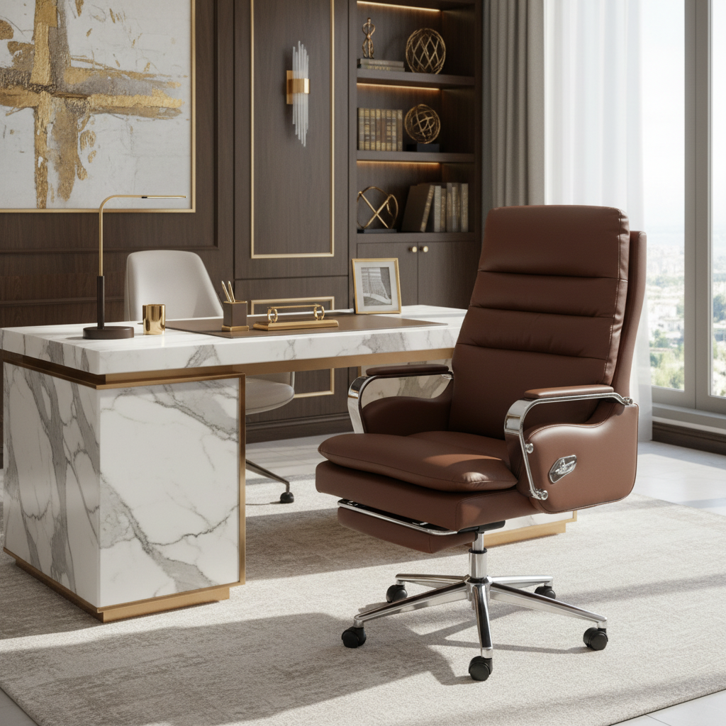 Ergonomic Office Chair Brown - Premium Executive Desk Chair for Home & Office UAE | IH A012 BRN