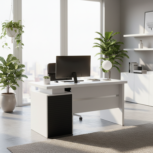 Office Table IH-L952-WHT | White Modern Desk 120cm & 140cm