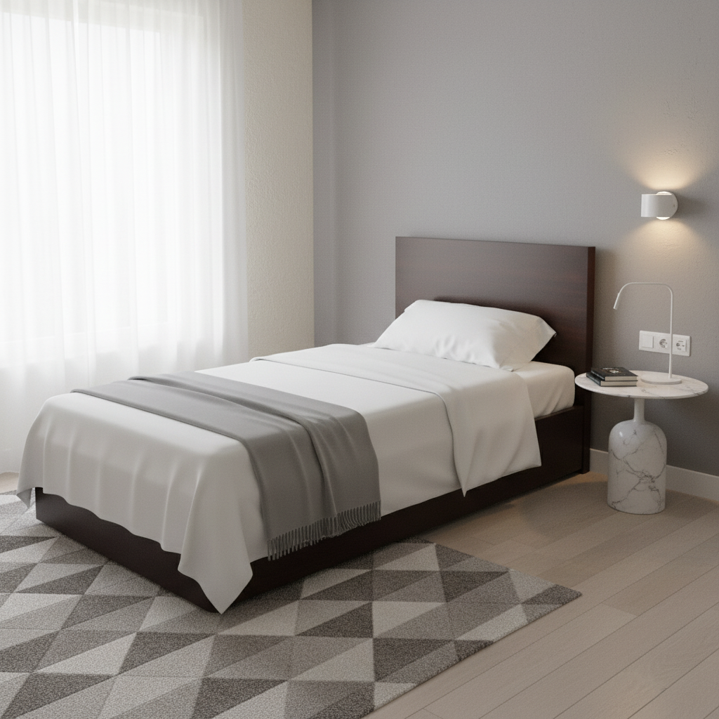 Single Bed Wooden Frame 120x190cm | Luxury Hotel Style Bedroom | INFINI HOMES UAE
