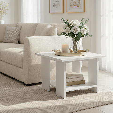 Coffee Table IH 4060 | White Square Centre Table for Living Room