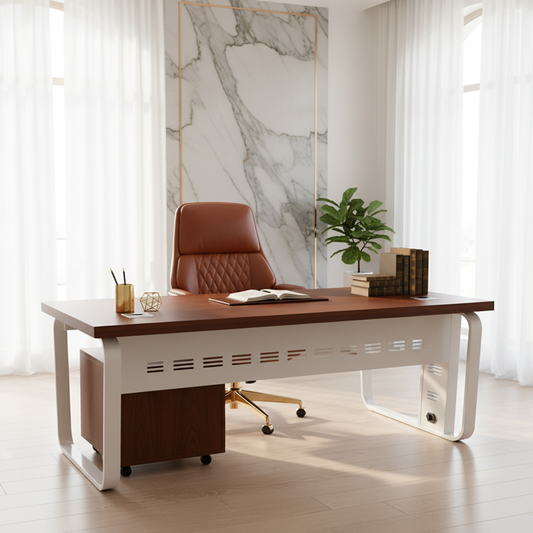 Office Desk 1.4m Cherry White | Premium Executive Desk UAE