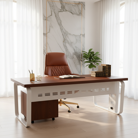 Office Desk 1.4m Cherry White | Premium Executive Desk UAE