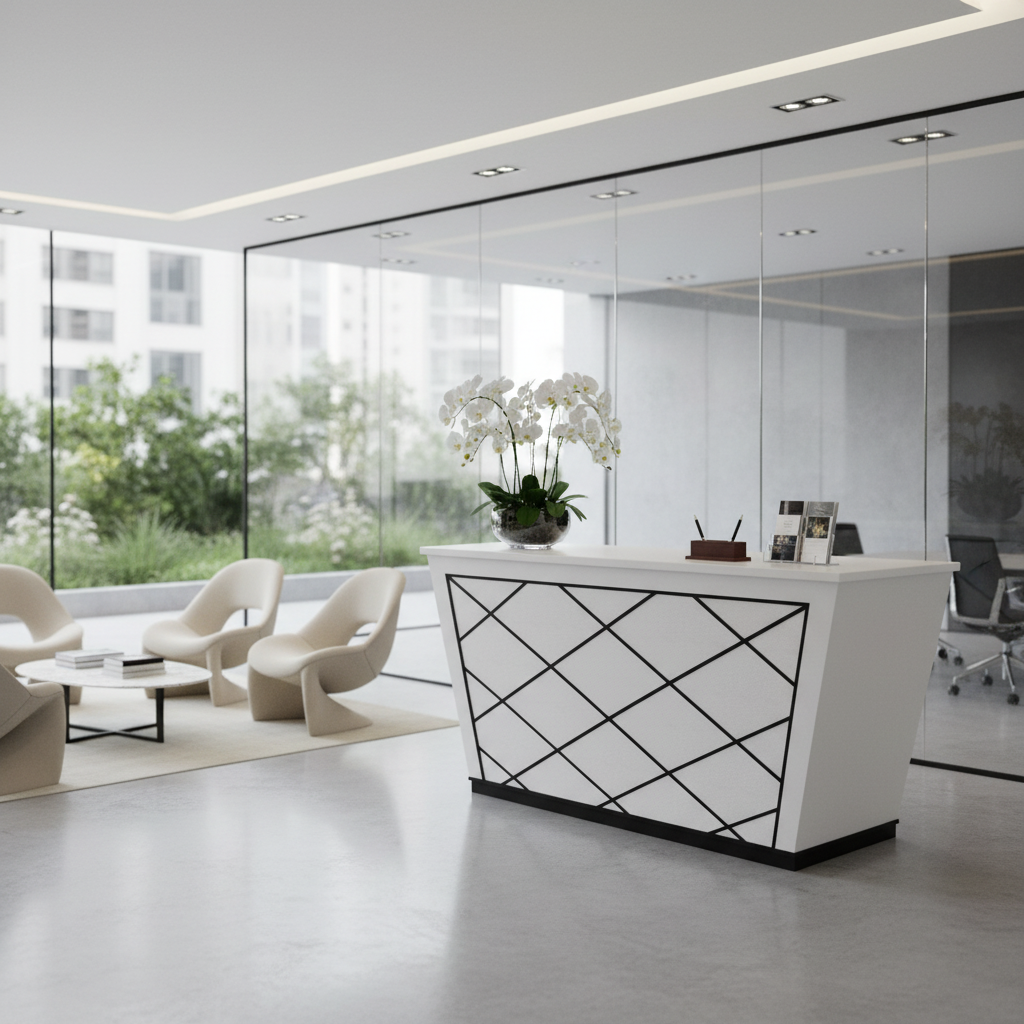 Reception Table White (1.4) Cm | Premium Office Furniture UAE