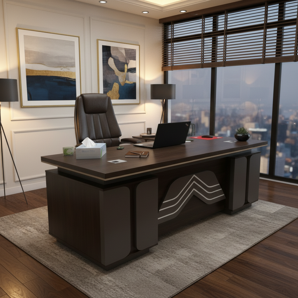 Office Desk 1.4m Coffee Grey Khaki | Premium Workstation UAE | IH 5214