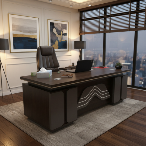 Office Desk 1.4m Coffee Grey Khaki | Premium Workstation UAE | IH 5214