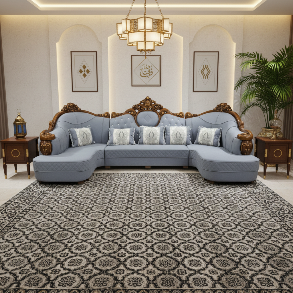 PU Classic Sofa Set IH-8806B | 400×205×135 cm | Grey | INFINI HOMES UAE