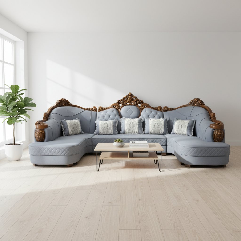 PU Classic Sofa Set IH-8806B | 400×205×135 cm | Grey | INFINI HOMES UAE