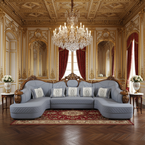 PU Classic Sofa Set IH-8806B | 400×205×135 cm | Grey | INFINI HOMES UAE
