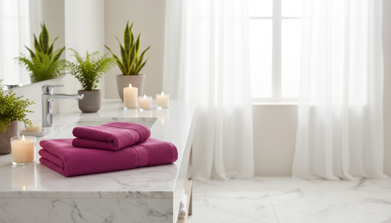 Premium Fuchsia Pink Bath Towel Set UAE | 500 GSM Cotton 70x140cm Dubai