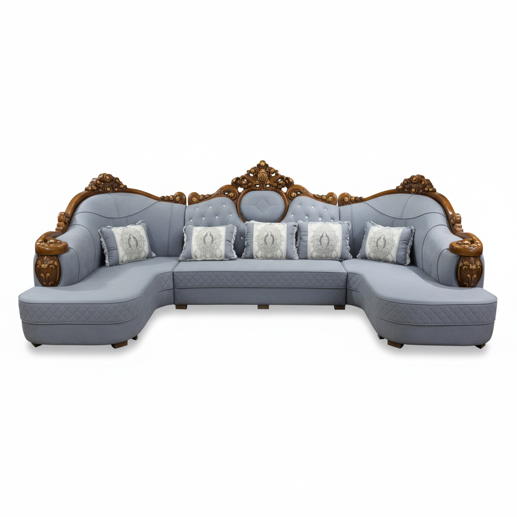 PU Classic Sofa Set IH-8806B | 400×205×135 cm | Grey | INFINI HOMES UAE
