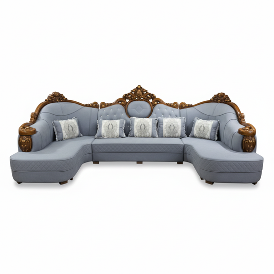 PU Classic Sofa Set IH-8806B | 400×205×135 cm | Grey | INFINI HOMES UAE