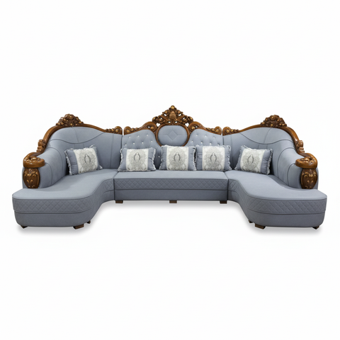 PU Classic Sofa Set IH-8806B | 400×205×135 cm | Grey | INFINI HOMES UAE