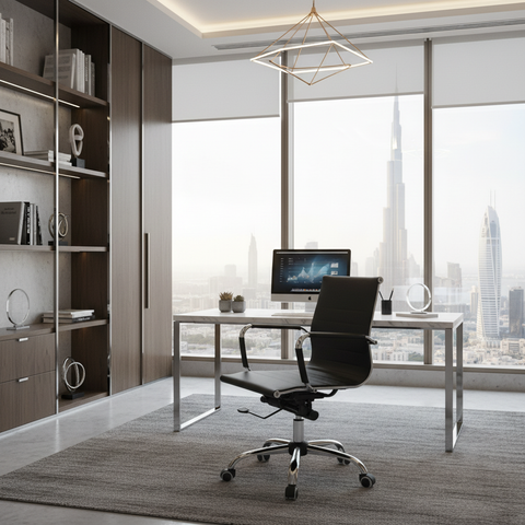 Low Back Office Chair Chrome Base - Ergonomic Desk Chair UAE | | IH 101L