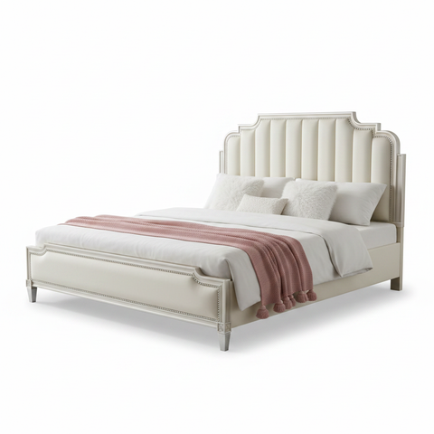 King Size Rubber Wood Bed with 2 Side Tables | 180×200cm | UAE Delivery
