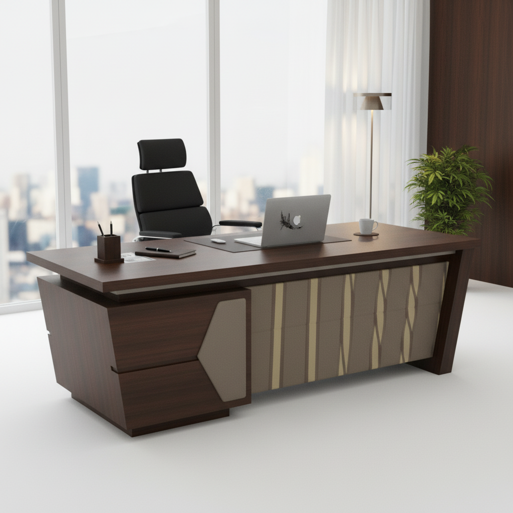 Office Desk 1.2m Oak & Khaki | Premium Workstation 120x60x75cm | UAE Delivery
