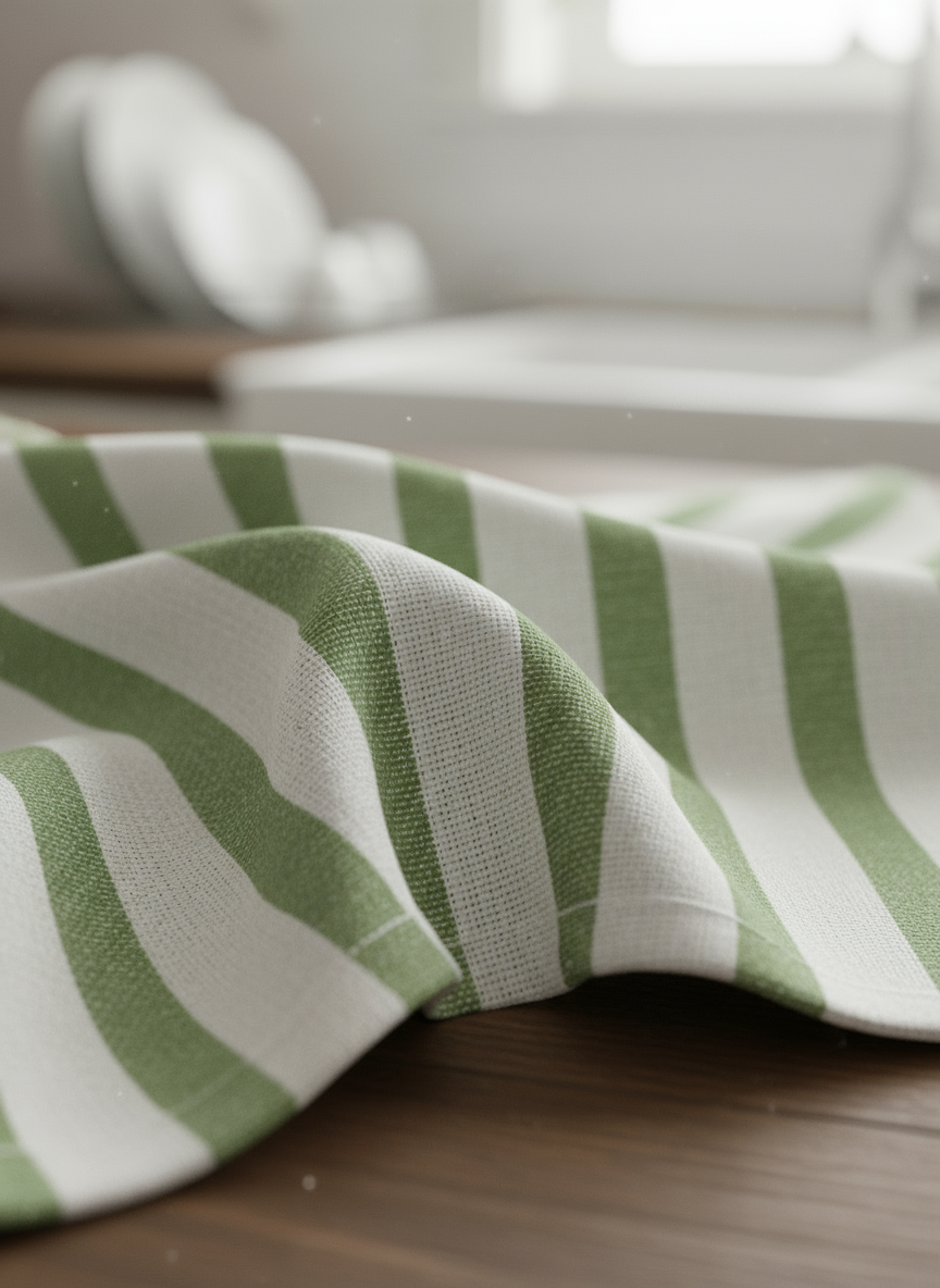 INFINI HOMES Orchard Green Multi Checks Tea Towel Set - Premium Kitchen Towels UAE