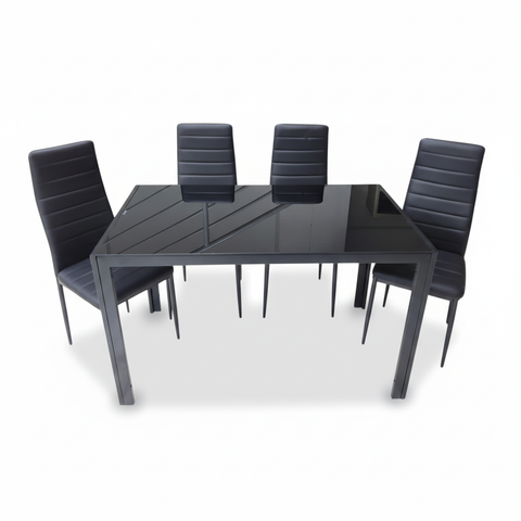 Black Dining Set IH 6204 | Modern 6-Seater Dining Table UAE