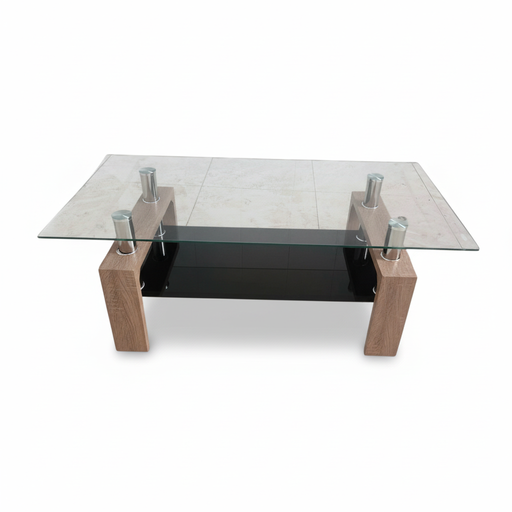 Coffee Table with Glass Top and Walnut Legs IH 7907-Walnut | Dubai, Abu Dhabi, Sharjah