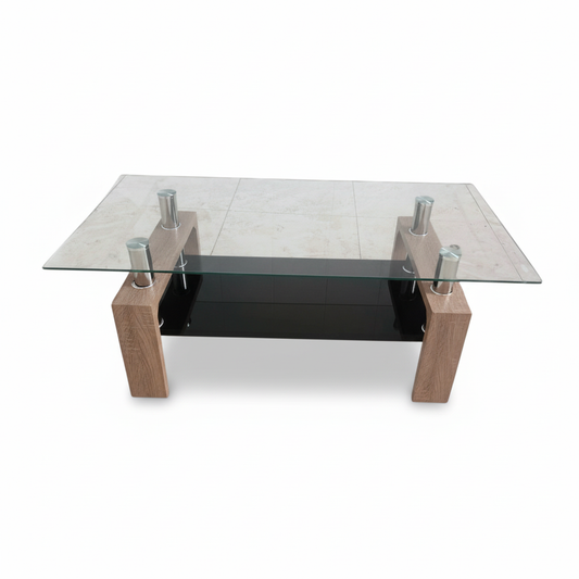 Coffee Table with Glass Top and Walnut Legs IH 7907-Walnut | Dubai, Abu Dhabi, Sharjah