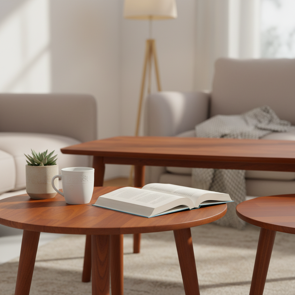 Mahogany Coffee Table Set IH 808 | 1+2 Piece | 120x60x45 & 60x60x45 cm